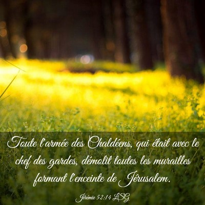 Picture 03 - Jérémie 52:14 LSG - Toute l'armée des Chaldéens, qui était avec le - Bible Verse Picture