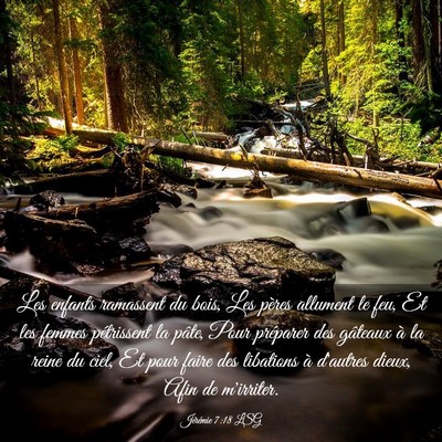 Picture 03 - Jérémie 7:18 LSG - Les enfants ramassent du bois, Les pères - Bible Verse Picture