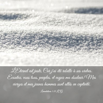 Picture 03 - Lamentations 1:18 LSG - L'Eternel est juste, Car j'ai été rebelle à - Bible Verse Picture