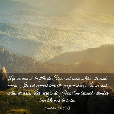 Picture 03 - Lamentations 2:10 LSG - Les anciens de la fille de Sion sont assis à - Bible Verse Picture