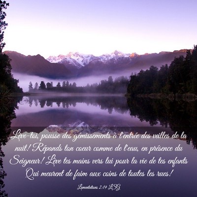 Picture 03 - Lamentations 2:19 LSG - Lève-toi, pousse des gémissements à l'entrée - Bible Verse Picture
