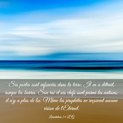 Picture 03 - Lamentations 2:9 LSG - Ses portes sont enfoncées dans la terre; Il en a - Bible Verse Picture