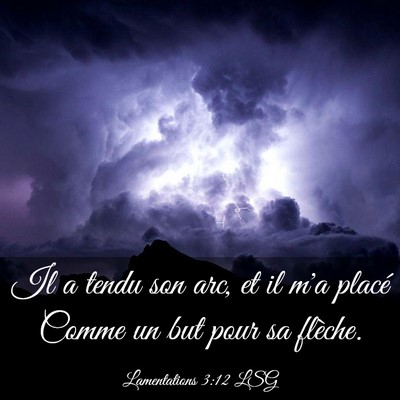 Picture 03 - Lamentations 3:12 LSG - Il a tendu son arc, et il m'a placé Comme un but - Bible Verse Picture