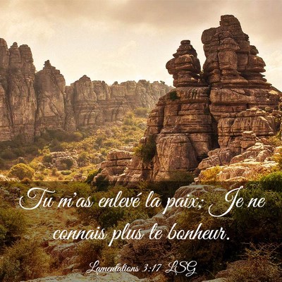 Picture 03 - Lamentations 3:17 LSG - Tu m'as enlevé la paix; Je ne connais plus le - Bible Verse Picture