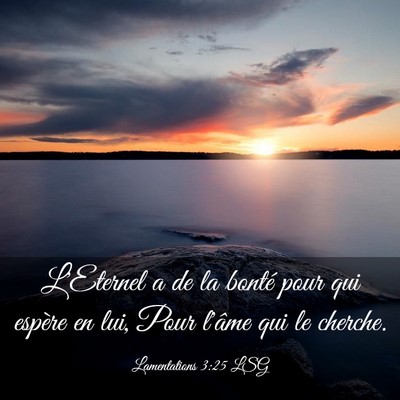 Picture 03 - Lamentations 3:25 LSG - L'Eternel a de la bonté pour qui espère en lui, - Bible Verse Picture