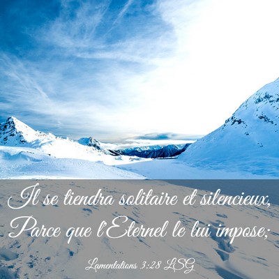 Picture 03 - Lamentations 3:28 LSG - Il se tiendra solitaire et silencieux, Parce que - Bible Verse Picture