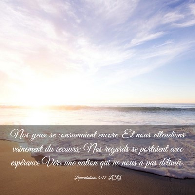 Picture 03 - Lamentations 4:17 LSG - Nos yeux se consumaient encore, Et nous - Bible Verse Picture