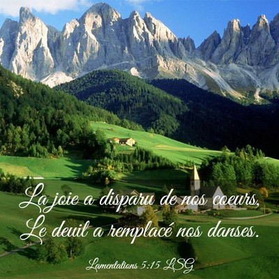 Picture 03 - Lamentations 5:15 LSG - La joie a disparu de nos coeurs, Le deuil a - Bible Verse Picture