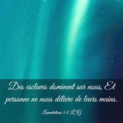 Picture 03 - Lamentations 5:8 LSG - Des esclaves dominent sur nous, Et personne ne - Bible Verse Picture
