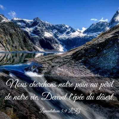 Picture 03 - Lamentations 5:9 LSG - Nous cherchons notre pain au péril de notre vie, - Bible Verse Picture