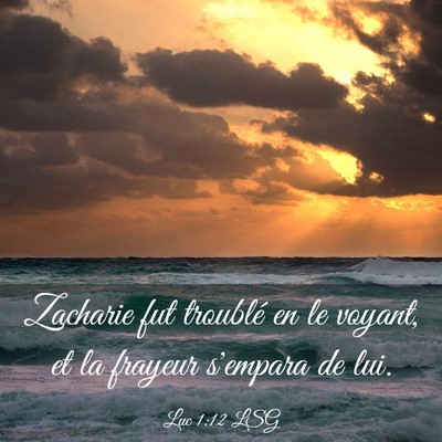 Picture 03 - Luc 1:12 LSG - Zacharie fut troublé en le voyant, et la frayeur - Bible Verse Picture
