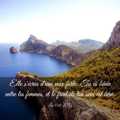 Picture 03 - Luc 1:42 LSG - Elle s'écria d'une voix forte: Tu es bénie - Bible Verse Picture