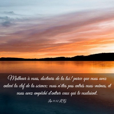 Picture 03 - Luc 11:52 LSG - Malheur à vous, docteurs de la loi! parce que - Bible Verse Picture