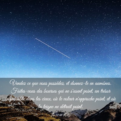 Picture 03 - Luc 12:33 LSG - Vendez ce que vous possédez, et donnez-le en - Bible Verse Picture