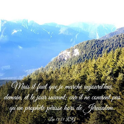 Picture 03 - Luc 13:33 LSG - Mais il faut que je marche aujourd'hui, demain, - Bible Verse Picture