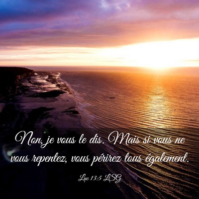 Picture 03 - Luc 13:5 LSG - Non, je vous le dis. Mais si vous ne vous - Bible Verse Picture