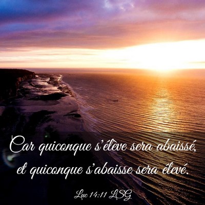 Picture 03 - Luc 14:11 LSG - Car quiconque s'élève sera abaissé, et - Bible Verse Picture