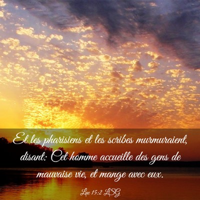 Picture 03 - Luc 15:2 LSG - Et les pharisiens et les scribes murmuraient, - Bible Verse Picture