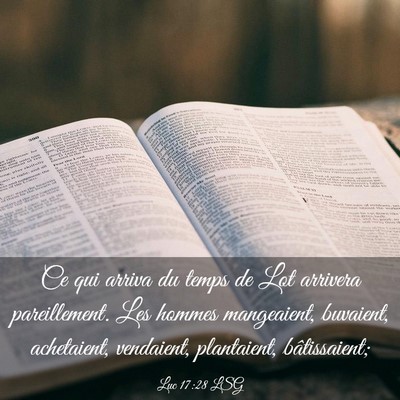 Picture 03 - Luc 17:28 LSG - Ce qui arriva du temps de Lot arrivera - Bible Verse Picture