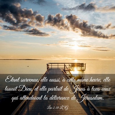 Picture 03 - Luc 2:38 LSG - Etant survenue, elle aussi, à cette même heure, - Bible Verse Picture