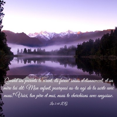 Picture 03 - Luc 2:48 LSG - Quand ses parents le virent, ils furent saisis - Bible Verse Picture