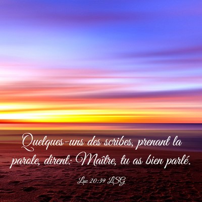 Picture 03 - Luc 20:39 LSG - Quelques-uns des scribes, prenant la parole, - Bible Verse Picture