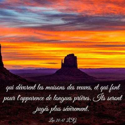 Picture 03 - Luc 20:47 LSG - qui dévorent les maisons des veuves, et qui font - Bible Verse Picture