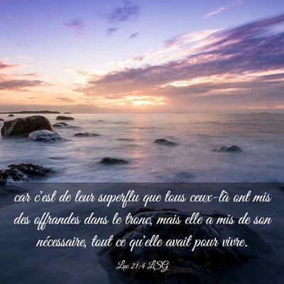 Picture 03 - Luc 21:4 LSG - car c'est de leur superflu que tous ceux-là ont - Bible Verse Picture