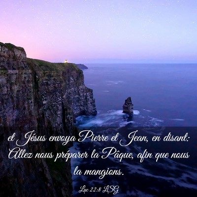 Picture 03 - Luc 22:8 LSG - et Jésus envoya Pierre et Jean, en disant: Allez - Bible Verse Picture