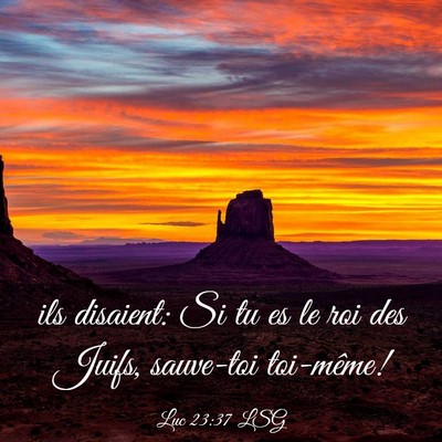 Picture 03 - Luc 23:37 LSG - ils disaient: Si tu es le roi des Juifs, - Bible Verse Picture