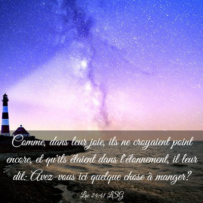 Picture 03 - Luc 24:41 LSG - Comme, dans leur joie, ils ne croyaient point - Bible Verse Picture