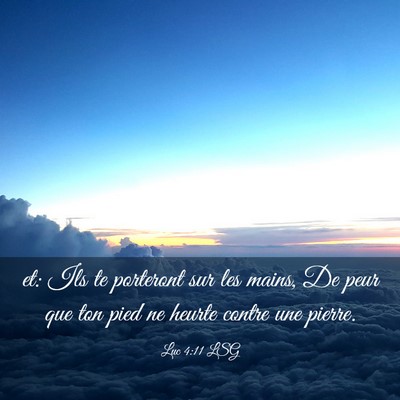 Picture 03 - Luc 4:11 LSG - et: Ils te porteront sur les mains, De peur que - Bible Verse Picture