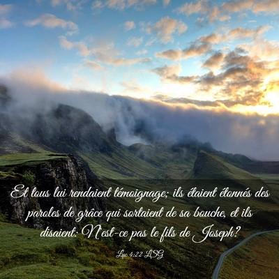 Picture 03 - Luc 4:22 LSG - Et tous lui rendaient témoignage; ils étaient - Bible Verse Picture