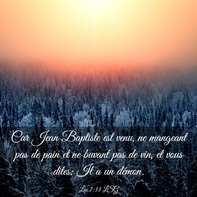 Picture 03 - Luc 7:33 LSG - Car Jean Baptiste est venu, ne mangeant pas de - Bible Verse Picture