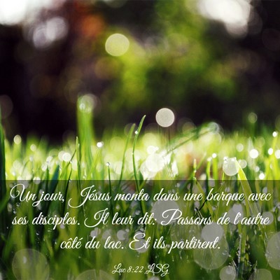 Picture 03 - Luc 8:22 LSG - Un jour, Jésus monta dans une barque avec ses - Bible Verse Picture