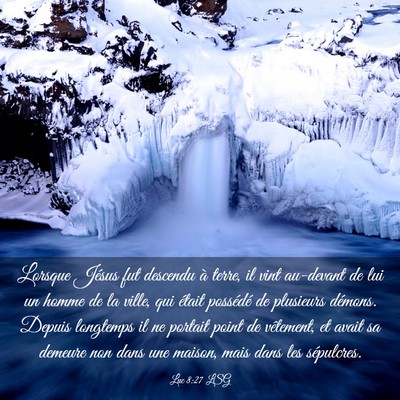 Picture 03 - Luc 8:27 LSG - Lorsque Jésus fut descendu à terre, il vint - Bible Verse Picture