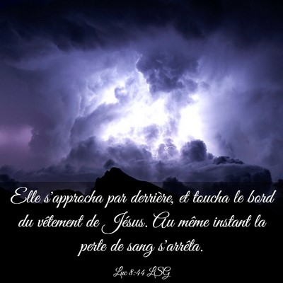 Picture 03 - Luc 8:44 LSG - Elle s'approcha par derrière, et toucha le bord - Bible Verse Picture