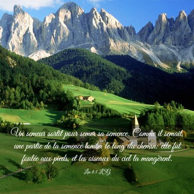Picture 03 - Luc 8:5 LSG - Un semeur sortit pour semer sa semence. Comme il - Bible Verse Picture