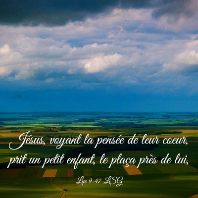 Picture 03 - Luc 9:47 LSG - Jésus, voyant la pensée de leur coeur, prit un - Bible Verse Picture