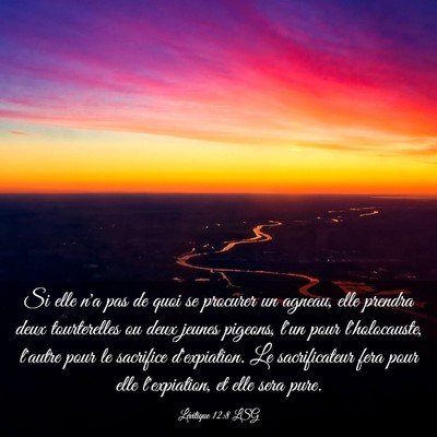 Picture 03 - Lévitique 12:8 LSG - Si elle n'a pas de quoi se procurer un agneau, - Bible Verse Picture