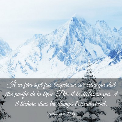 Picture 03 - Lévitique 14:7 LSG - Il en fera sept fois l'aspersion sur celui qui - Bible Verse Picture