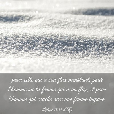Picture 03 - Lévitique 15:33 LSG - pour celle qui a son flux menstruel, pour l'homme - Bible Verse Picture