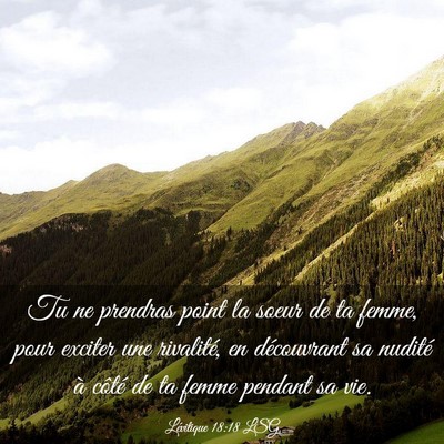 Picture 03 - Lévitique 18:18 LSG - Tu ne prendras point la soeur de ta femme, pour - Bible Verse Picture
