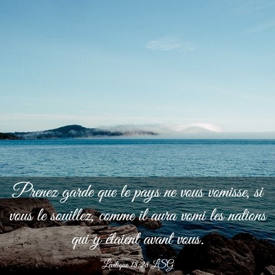 Picture 03 - Lévitique 18:28 LSG - Prenez garde que le pays ne vous vomisse, si vous - Bible Verse Picture