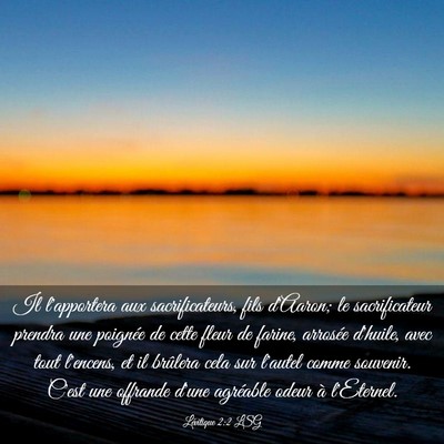 Picture 03 - Lévitique 2:2 LSG - Il l'apportera aux sacrificateurs, fils d'Aaron; - Bible Verse Picture
