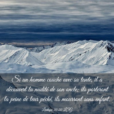 Picture 03 - Lévitique 20:20 LSG - Si un homme couche avec sa tante, il a découvert - Bible Verse Picture