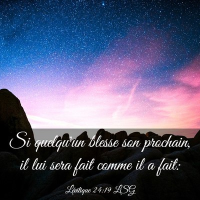 Picture 03 - Lévitique 24:19 LSG - Si quelqu'un blesse son prochain, il lui sera - Bible Verse Picture