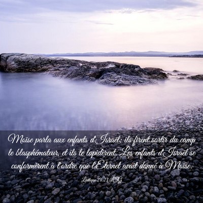 Picture 03 - Lévitique 24:23 LSG - Moïse parla aux enfants d'Israël; ils firent - Bible Verse Picture