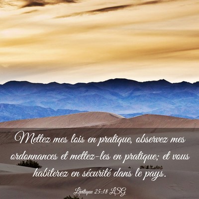 Picture 03 - Lévitique 25:18 LSG - Mettez mes lois en pratique, observez mes - Bible Verse Picture