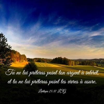 Picture 03 - Lévitique 25:37 LSG - Tu ne lui prêteras point ton argent à - Bible Verse Picture